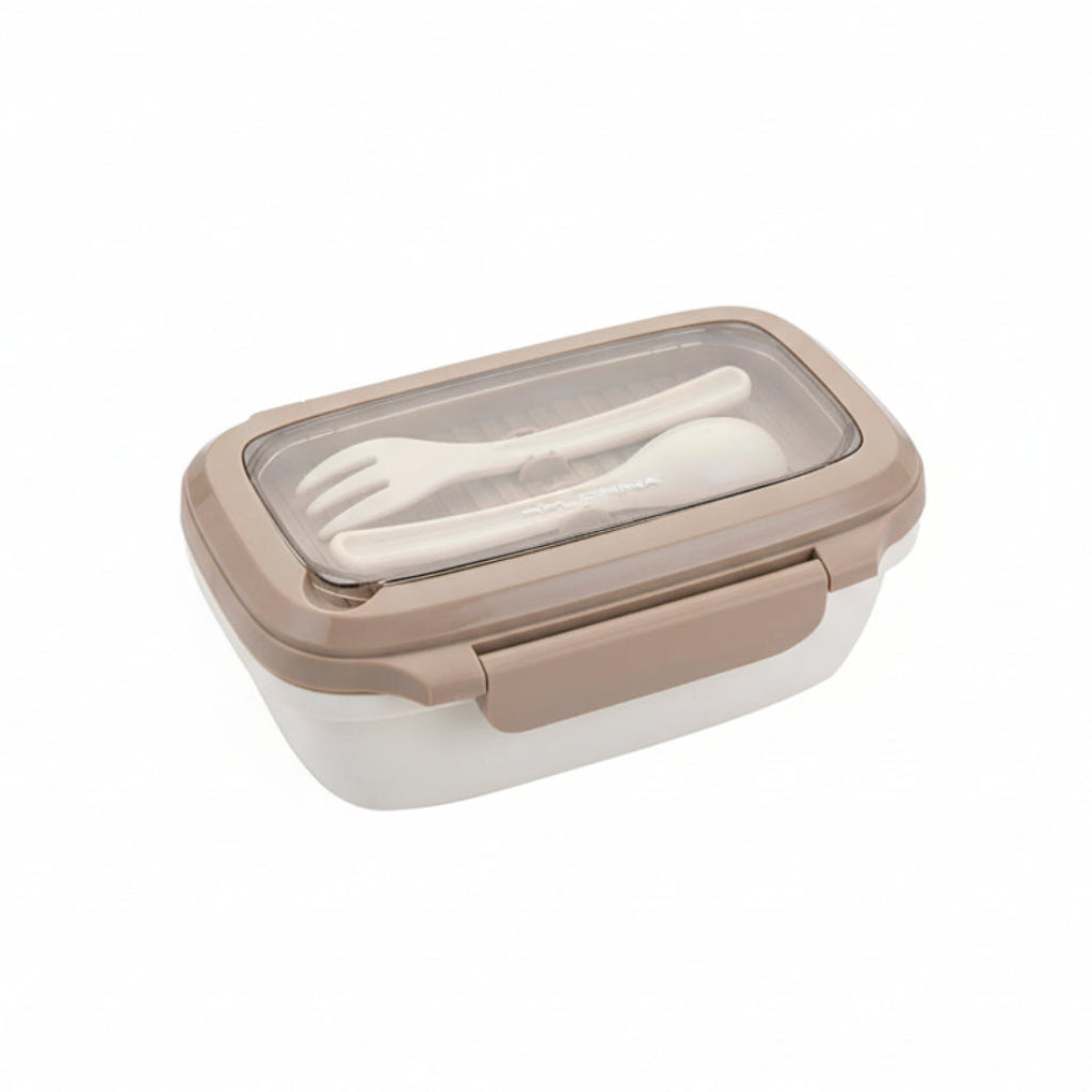 LUNCHBOX Z ŁYŻKĄ I WIDELCEM 1L BEŻOWY