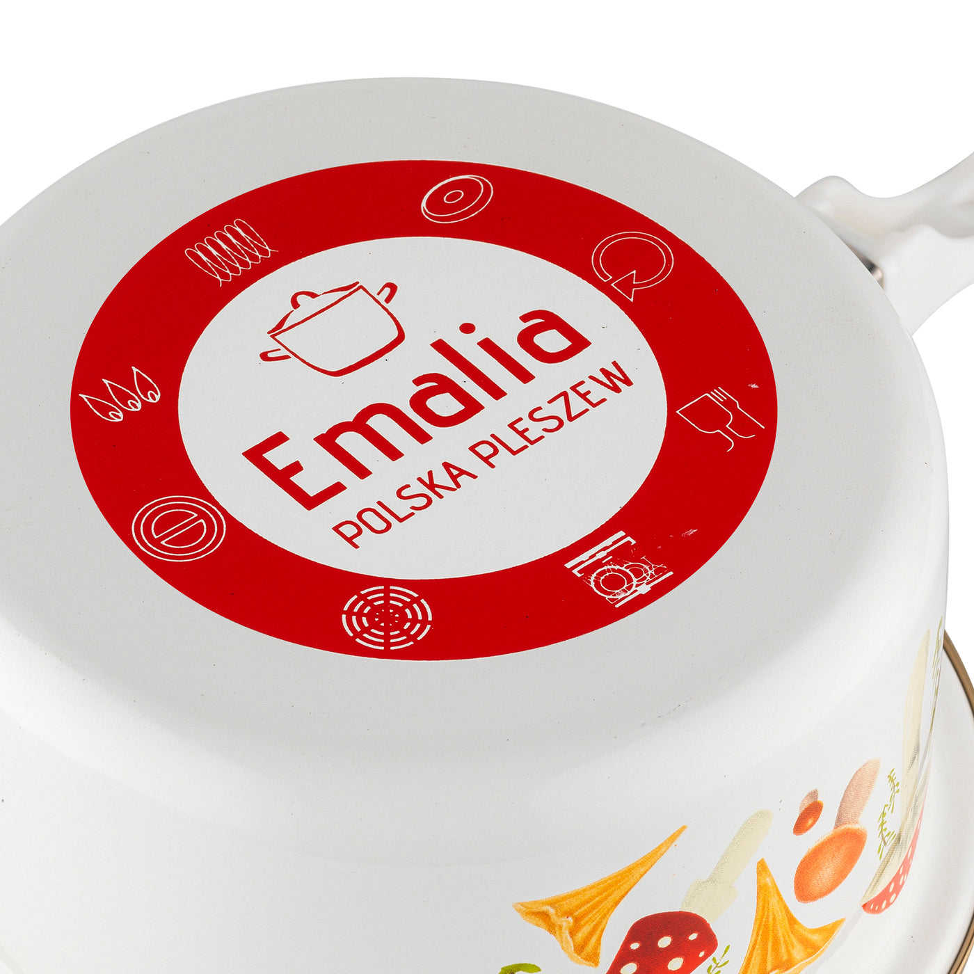 Rondel emaliowany Emalia Polska Pleszew Grzybki 16 cm 1,15 l
