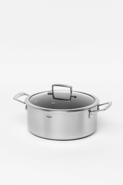 Zestaw 5 elementowy komplet garnków i patelni Florina Aristo Plus srebrny | stal nierdzewna| powłoka non-stick | wszystkie typy kuchenek |do piekarnika