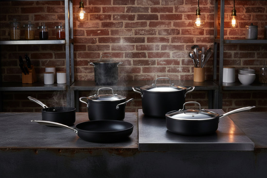 Zestaw 5 elementowy komplet garnków i patelni Florina Stix czarny | aluminum | powłoka Non-Stick | wszystkie typy kuchenek