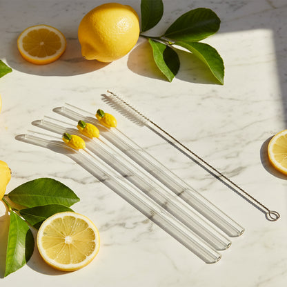 СКЛЯНІ СОЛОМИНКИ LEMONADO, НАБІР 4 ШТ