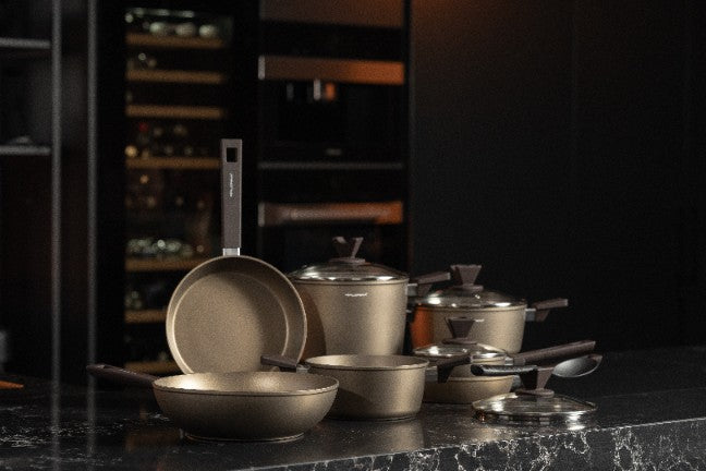 Zestaw 3 elementowy komplet patleni Florina Aston szampański | aluminum | powłoka non-stick| wszystkie typy kuchenek