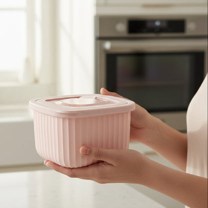 POJEMNIK PLASTIKOWY KWADRATOWY VINCENT 1,4L RÓŻOWY/BEŻOWY