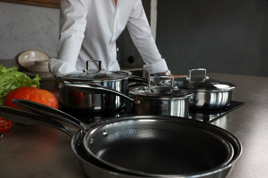 Zestaw 6 elementowy komplet garnków i patelni Florina Aristo Plus srebrny | stal nierdzewna| powłoka non-stick | wszystkie typy kuchenek |do piekarnika