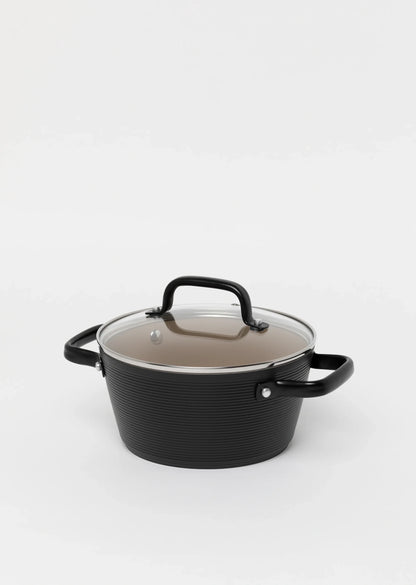 Zestaw 4 elementowy komplet garnków Florina Carina Black by Mateusz Gessler czarny| aluminum | powłoka ceramiczna | wszystkie typy kuchenek | do piekarnika