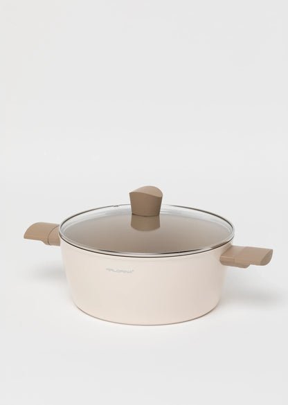 Zestaw 6 elementowy komplet garnków Florina Mokka beżowy| aluminum | powłoka ceramiczna AntiScratch | wszystkie typy kuchenek