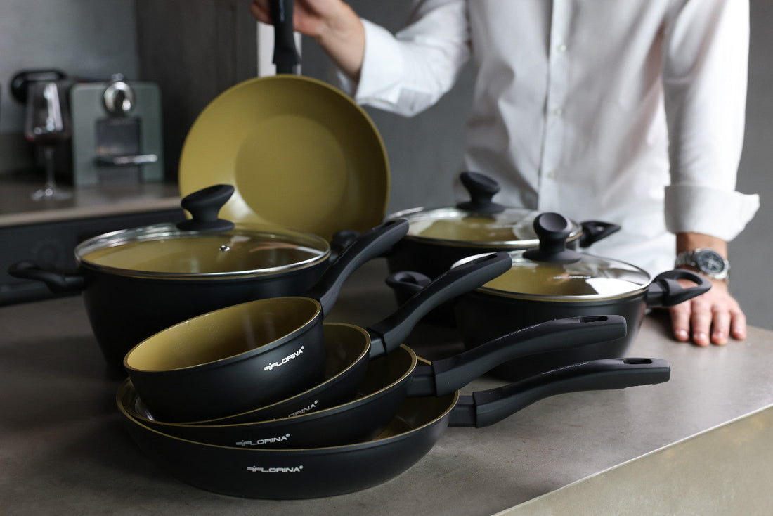 Zestaw 4 patelni 20 cm; 24 cm; 28 cm + wok 28 cm AmVegan | aluminum | powłoka nieprzywierająca | wszystkie typy kuchenek