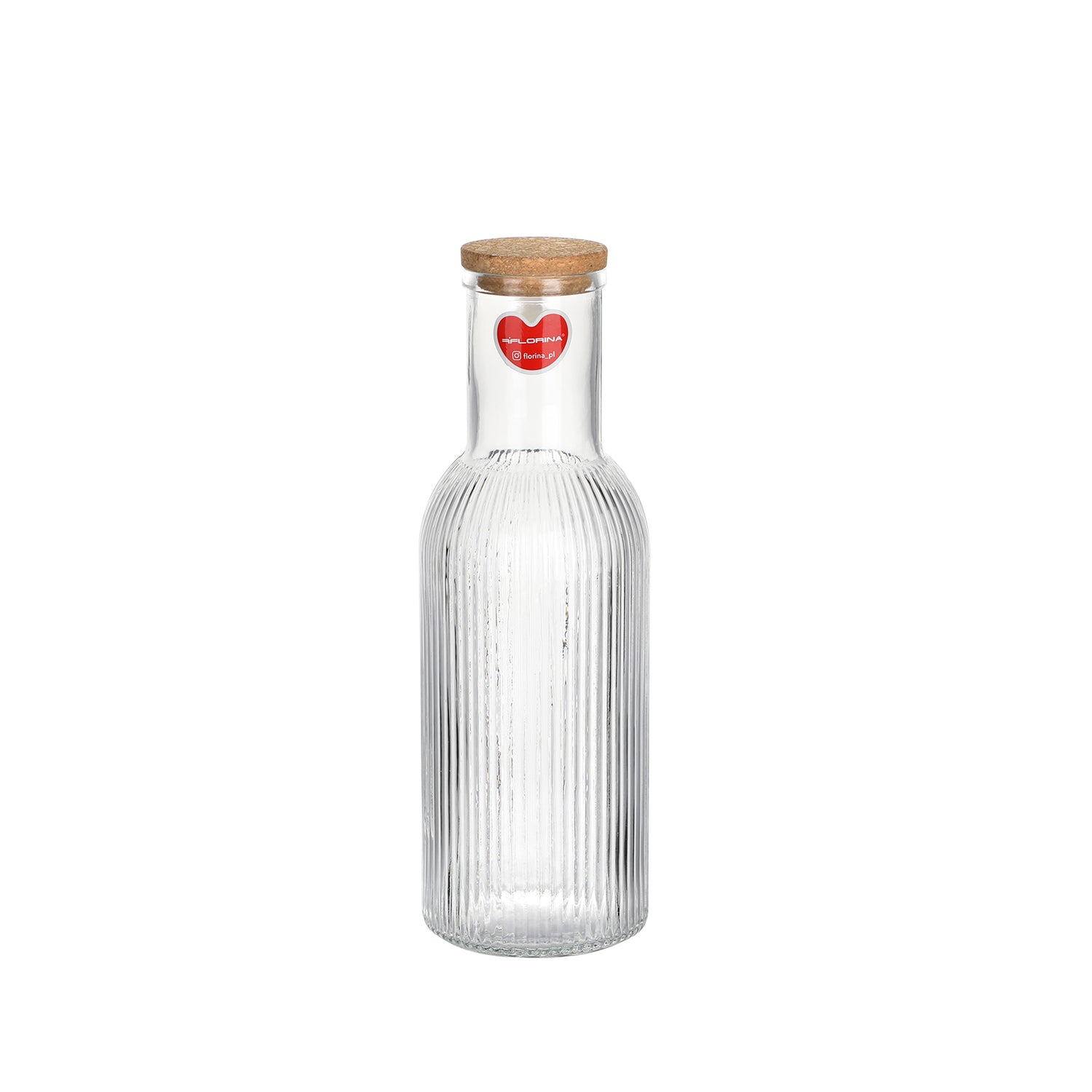 Słońce i lód - zestaw karafka szklana z korkiem Versare 1l + 4 x szklanka Florina Baltico 330 ml + foremka na kostki lodu silikonowa 11x19cm Amarelo