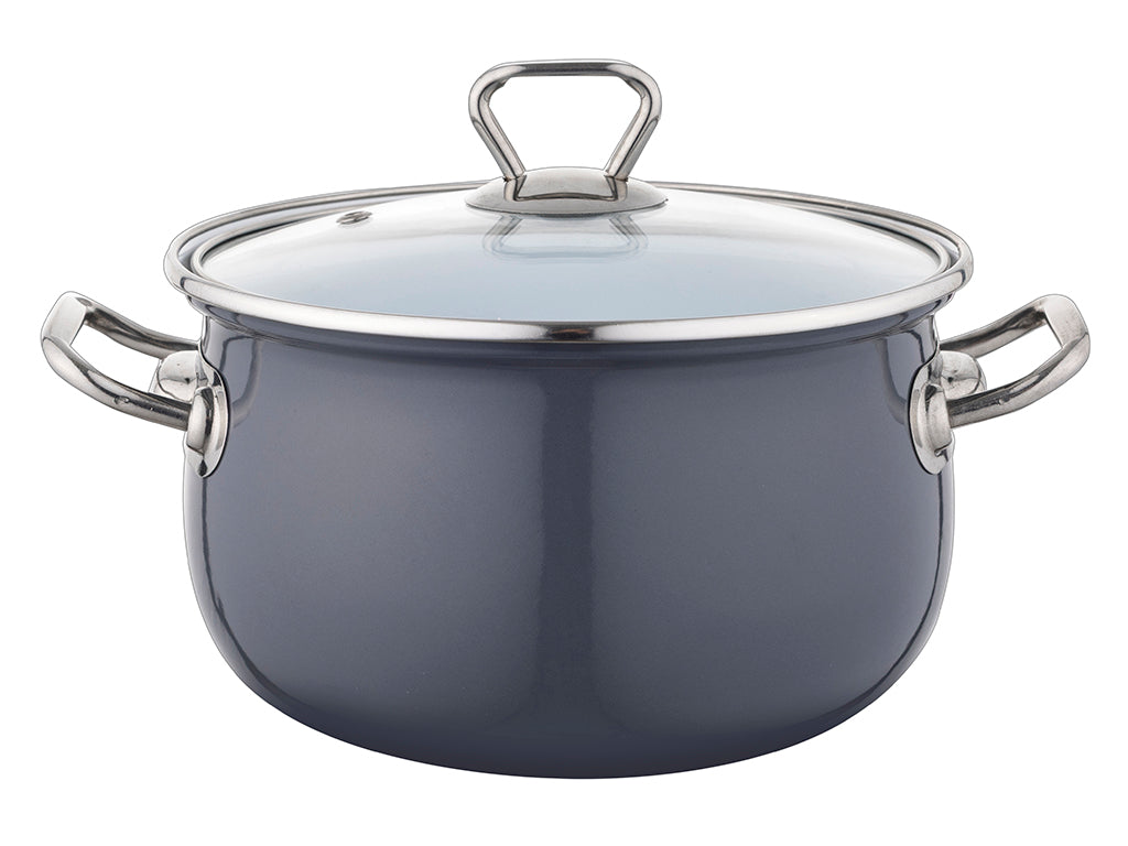 GARNEK EMALIOWANY BLISS 18CM 2,8L Z/P CIEMNY SZARY