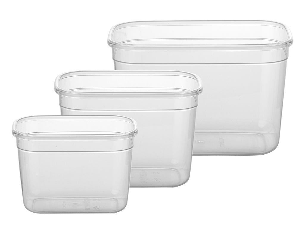 ПЛАСТИКОВІ ПРЯМОКУТНІ КОНТЕЙНЕРИ ДЛЯ ЇЖІ FOODIE, НАБІР 3 ШТ., 800 МЛ, 1,3 Л, 2,3 Л