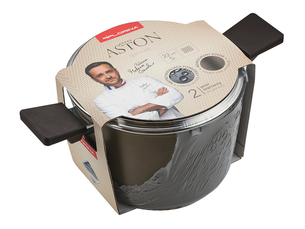 КАСТРУЛЯ АЛЮМІНІЄВА ВИСОКА ASTON 22СМ 5Л З/К MG