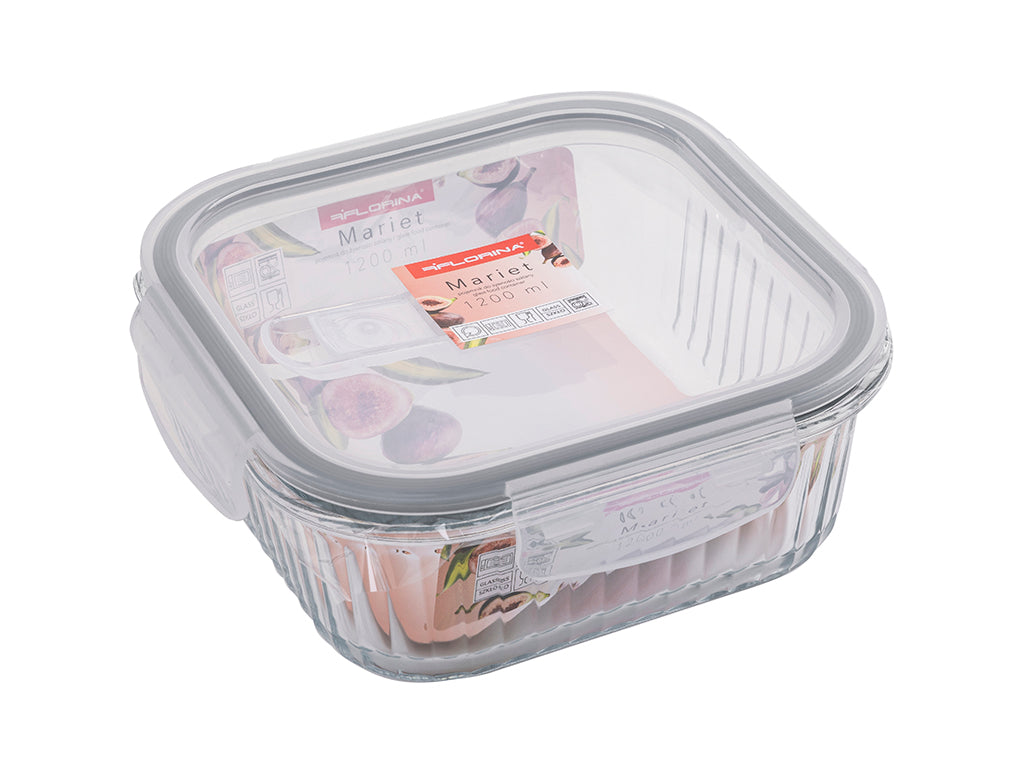 POJEMNIK DO ŻYWNOŚCI MARIET SZKLANY KWADRATOWY 1200ML