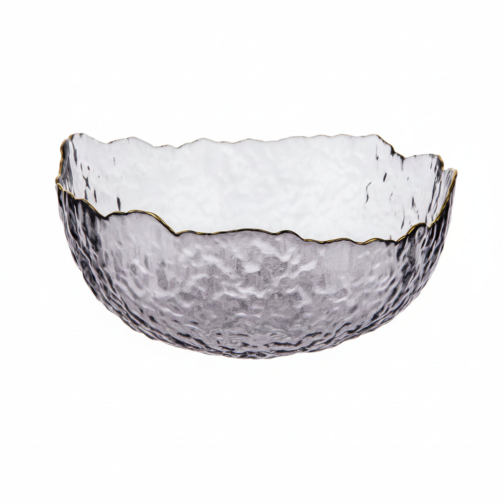 SALATERKA SZKLANA ZE ZŁOTYM RANTEM ELLARI 24CM SZARA