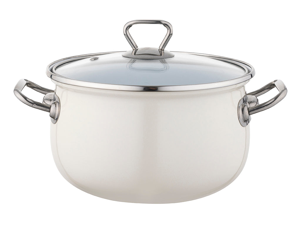 GARNEK EMALIOWANY BLISS 20CM 3,8L Z/P KREMOWY