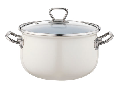 GARNEK EMALIOWANY BLISS 20CM 3,8L Z/P KREMOWY