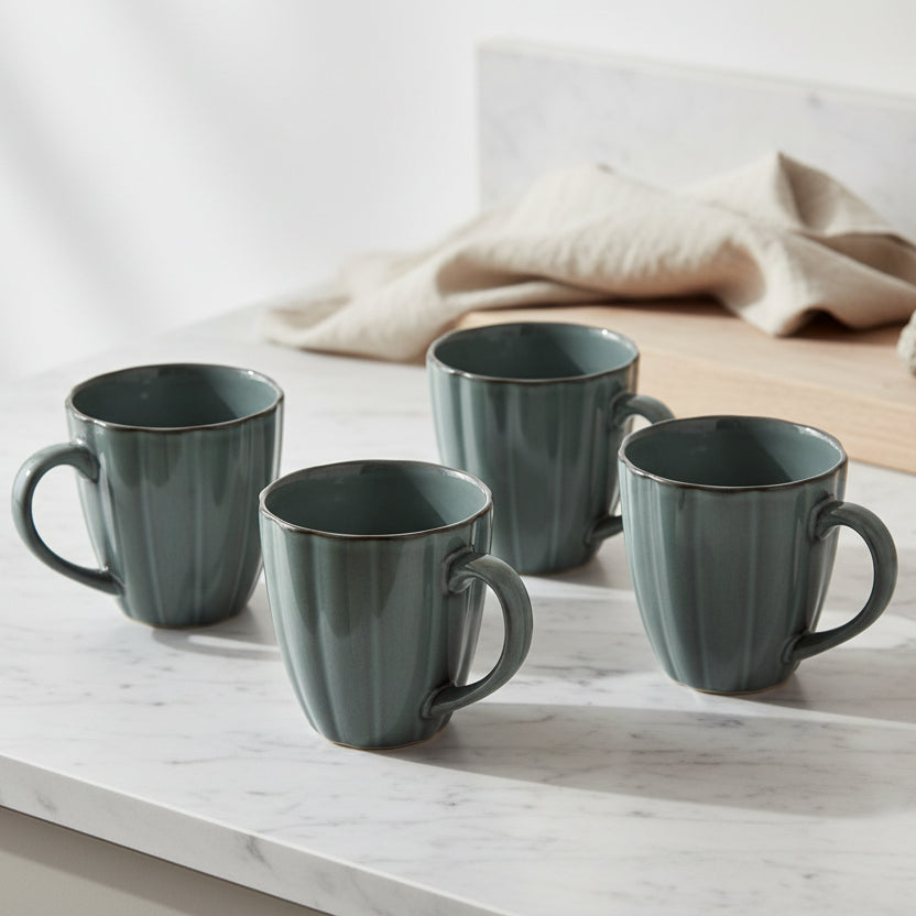 Zestaw 4 elementowy komplet porcelany Atlantica szara kubki