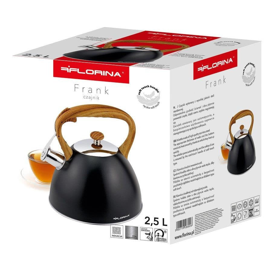 Чайник із нержавіючої сталі Florina Frank 2,5 л чорний