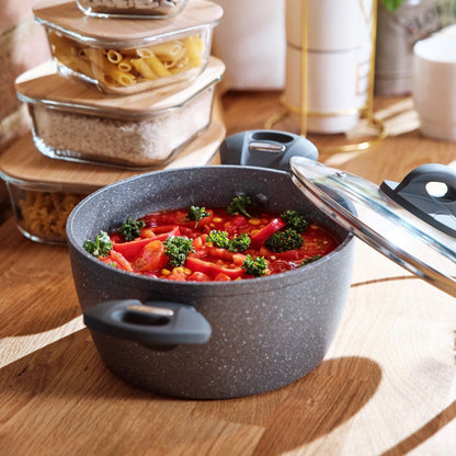 Garnek kamienny z pokrywką na indukcję i gaz Florina Lava Stone 16 cm 1,2 l
