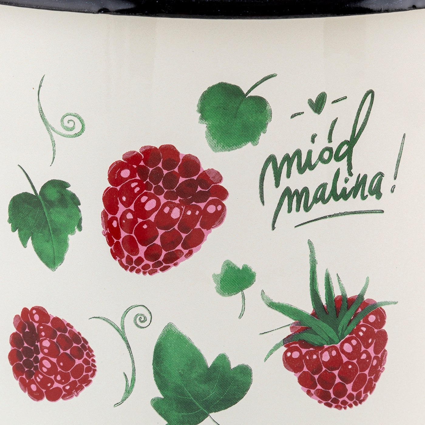 Garnek emaliowany Emalia Polska Pleszew Malina 20 cm 4,5 l kremowy