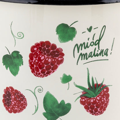 Garnek emaliowany Emalia Polska Pleszew Malina 20 cm 4,5 l kremowy