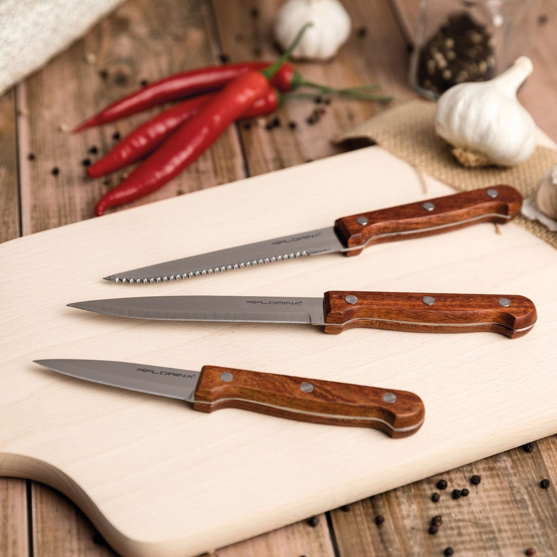 Nóż do wędlin stalowy Florina Wood 20 cm