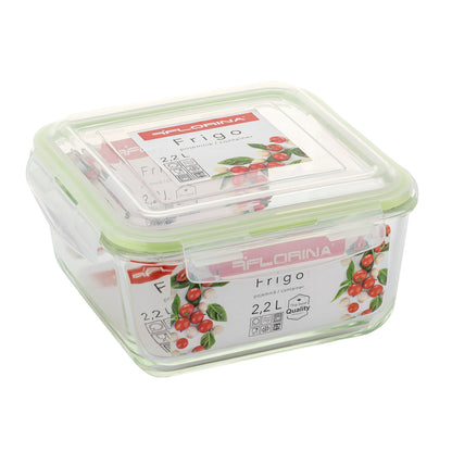Скляний контейнер для їжі Florina Frigo, 2200 мл, квадратний