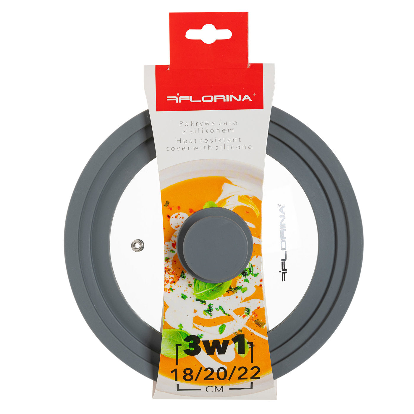 Pokrywa żaro Florina z silikonem 3W1 18/20/22cm